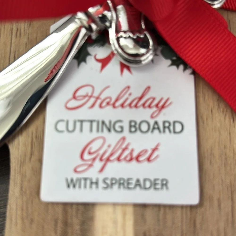 Gingerbread Man Acacia wood cutting board w/spreader gift set,multi-use, holiday